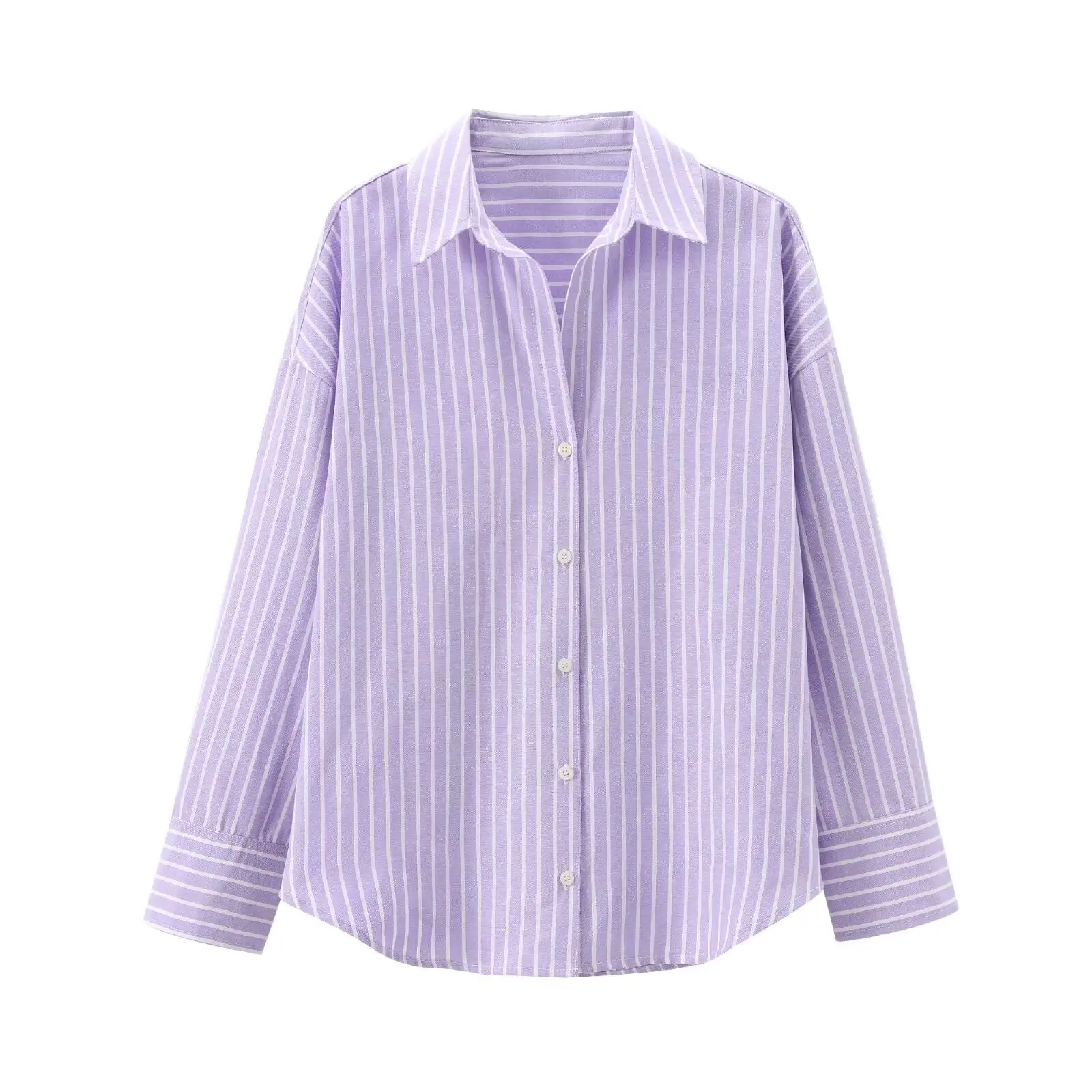 Maxdutti Casual Shirt Long Sleeve Blouse Ladies Blusas Mujer De Moda 2024 Japanese Basic Oxford Striped Shirt Women Tops