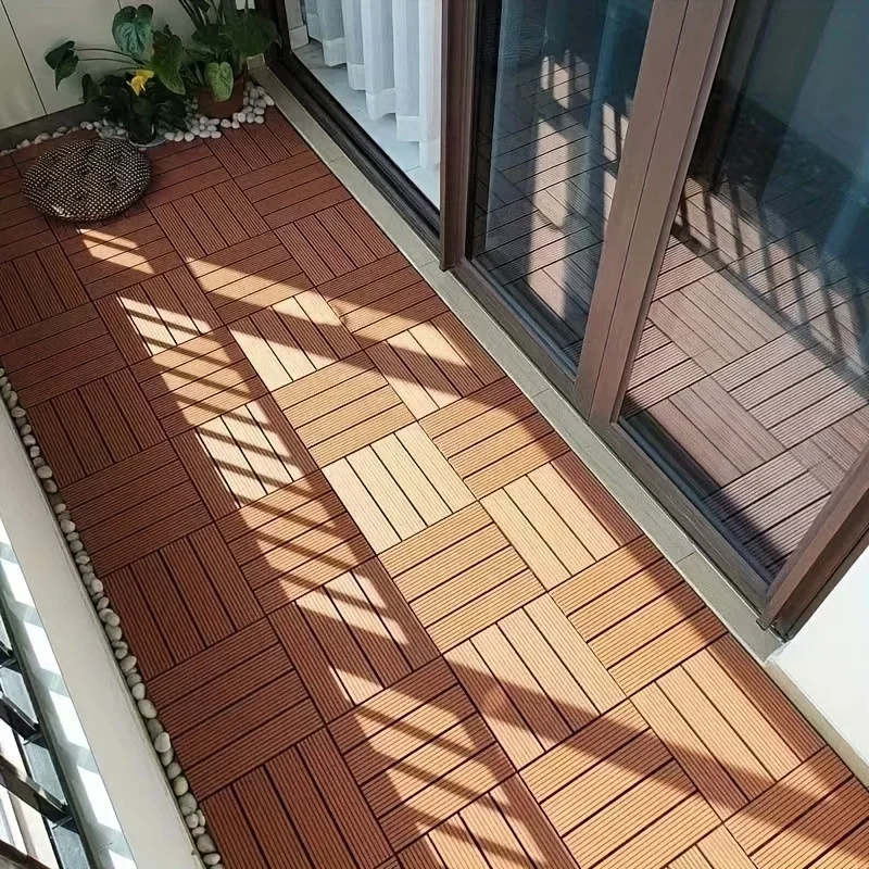 Piso de madeira para varanda, adequado para terraço, jardim, pátio, decoração externa, piso modular, 1 unidade.