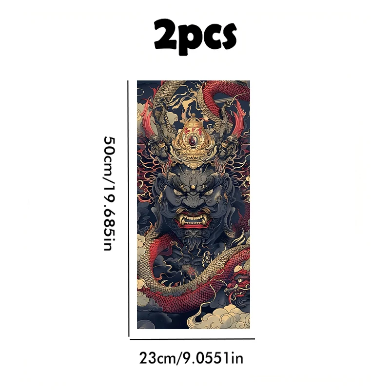 2pcs car center pillar protection stickers House Guardian Beast Pattern scratch resistant film