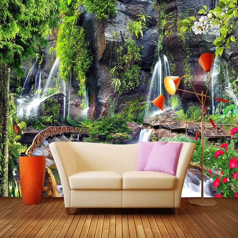 

Custom 3D Wall Mural Wallpaper Home Decor Waterfall Nature Landscape 3D Photo Wall Paper For Living Room Bedroom Papel De Parede