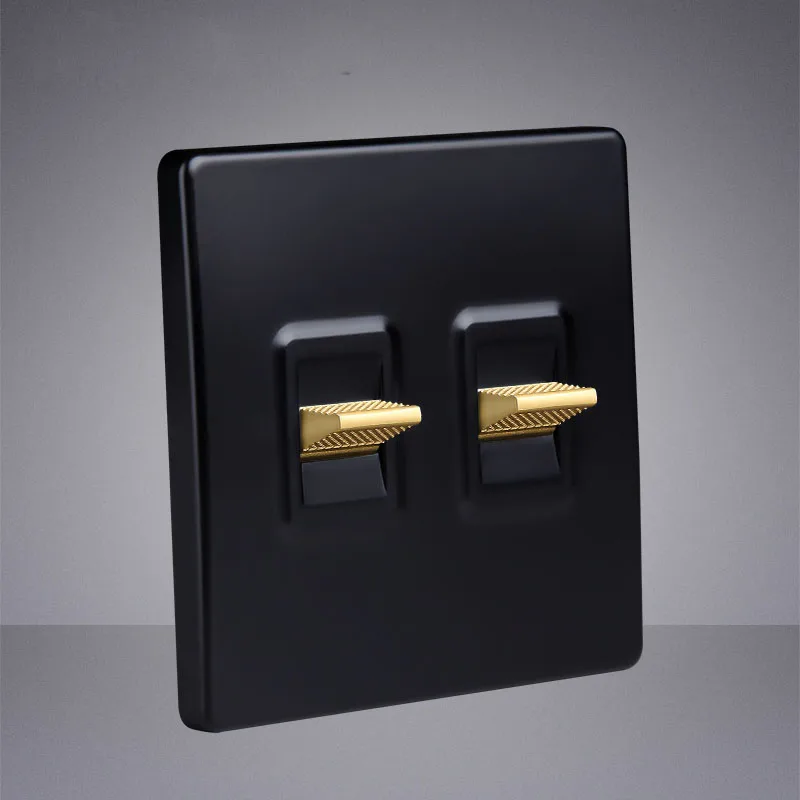 Wall Light Retro Toggle Switch 1-3  Gang 2 Way High Quality Black Frosted Panel