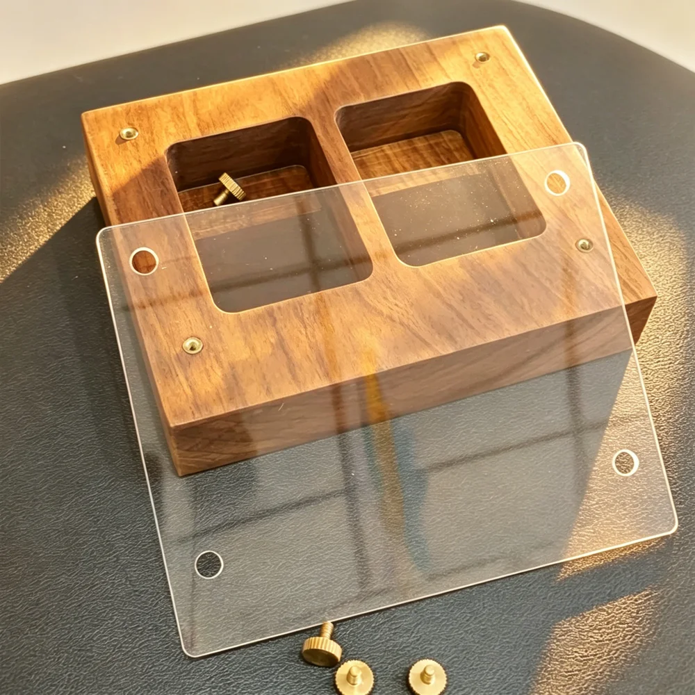 For Zippo Zorro Lighter Creative Handmade Dual-camera Setup Collection Protection Box Wooden Lighter Display Case Man Gift