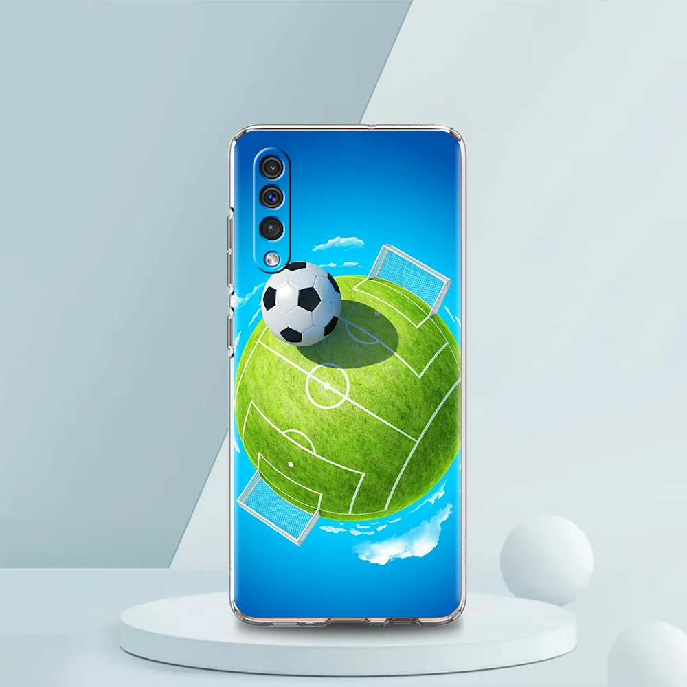 Transparent Phone Case for Samsung Galaxy A16 A14 A12 A22 A24 A42 A06 A20 A30 A40 Soft TPU Cover Football Footy Soccer Pattern