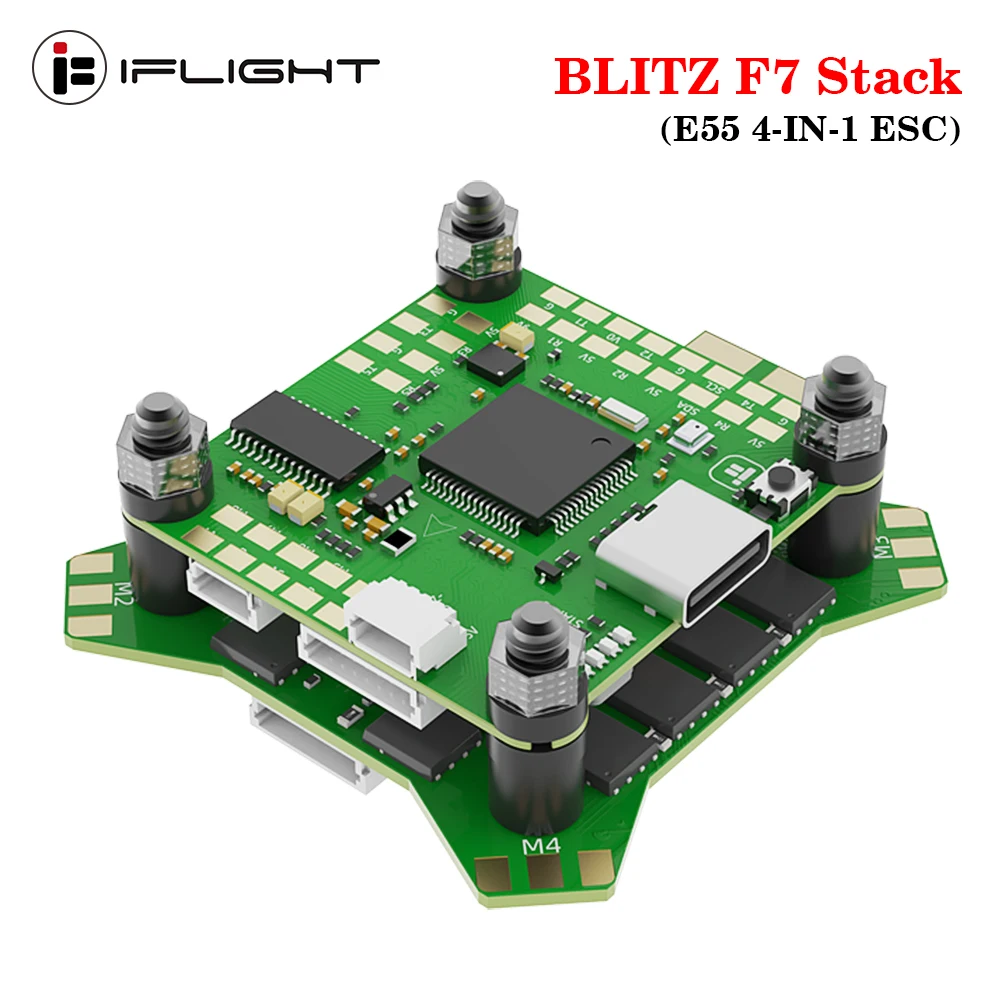 

Контроллер полета IFlight BLITZ F722 F7 ICM42688 OSD Flash 32 МБ барометр с E55 4in1 2-6S ESC/1,6 Вт VTX для RC FPV Drone