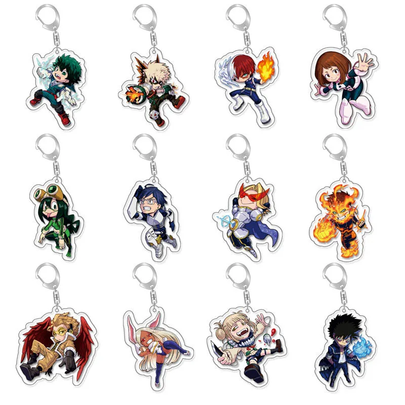 10pcs/lot Anime My Hero Academia Duke Izuku Katsuki Shouto Froppy Acrylic Figure Keychain Figurine Keyring Toys Gift Wholesale