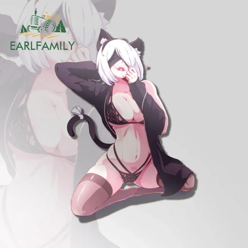 EARLFAMILY 13cm x 9.1cm for NEKO 2B Nier Waifu Car Stickers Waterproof Cartoon Decals Car Accessories Bumper Windows Decor