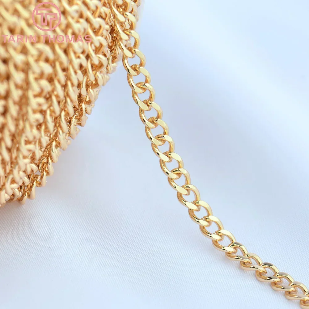 (4624)2 Meters Chain Link 4x5MM 24K Gold Color Brass Necklace Chains Bracelet chains Diy Jewelry Findings Accessories Wholesale