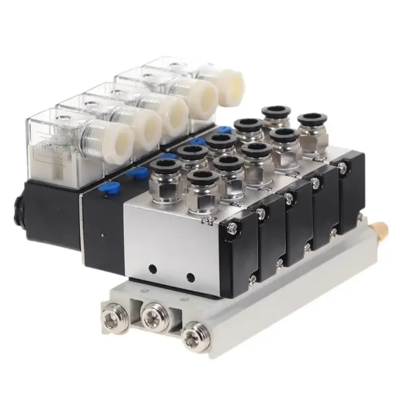 5 Way Pneumatic Combination 4V210-08 12V 24V 110V 220V 2 Position Single Head Pneumatic Solenoid Valve w Base