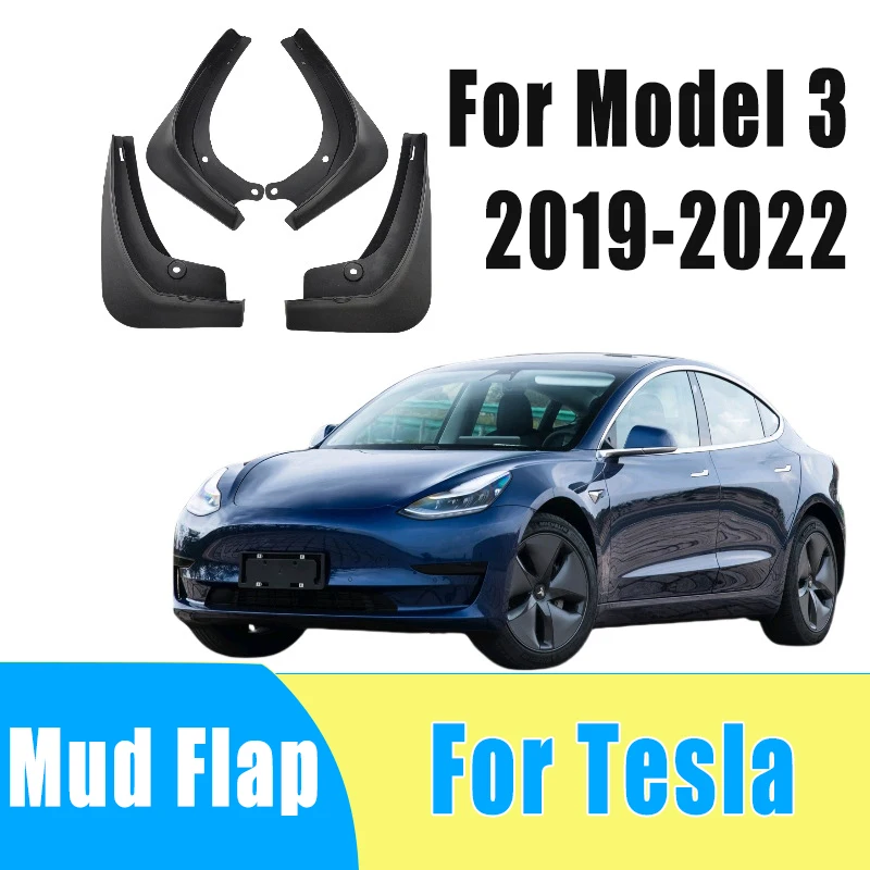 

4pcs Automotive Tire Mudguard Waterproof Prevent Mud Splashing Car Mud Flap Fender Trim Accessories For Tesla Model 3 2019-2022
