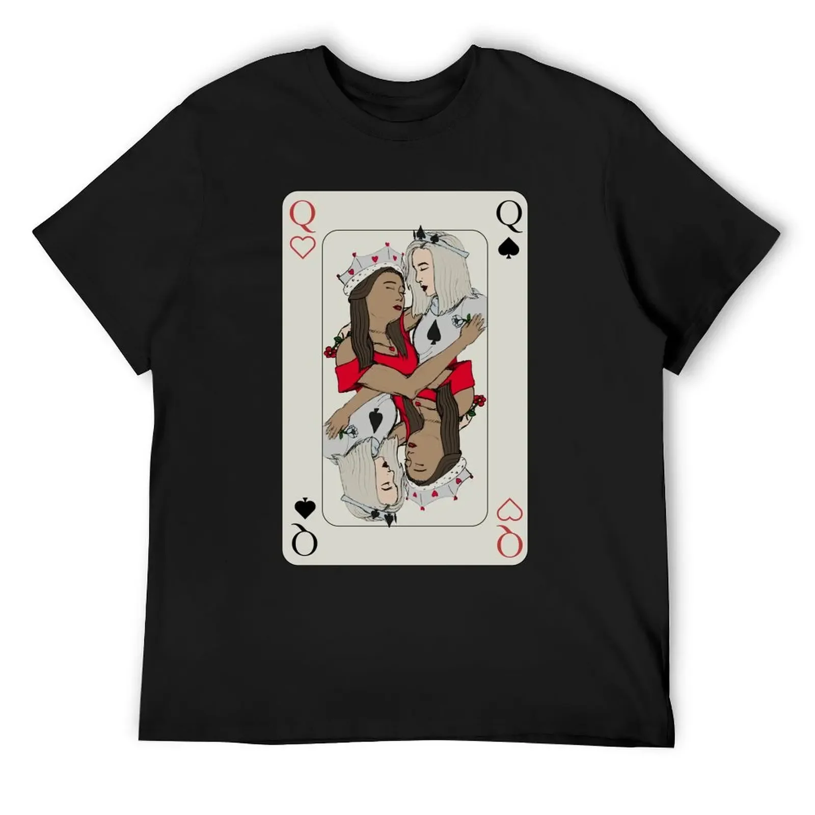 wlw queens of hearts and spades card T-Shirt anime figures animal prinfor boys anime shirts men