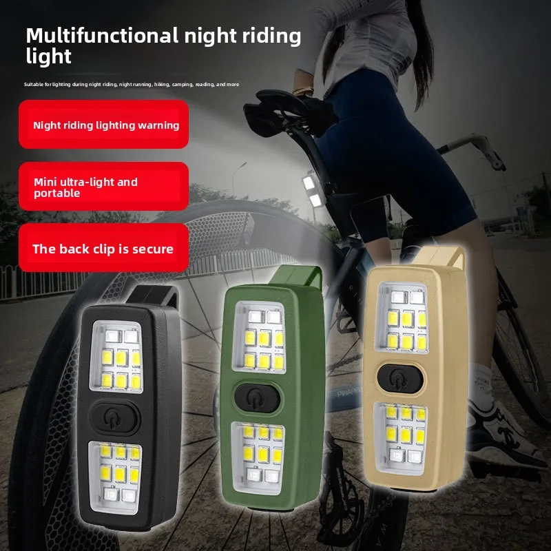 Multifunctional Bicycle Taillight: Portable Outdoor LED Clip Light, USB-Powered Red-Blue Flashing Shoulder Light