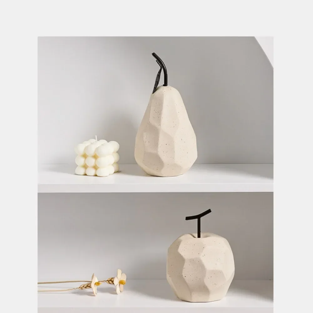 Fruit Ornaments Ceramic Apple Pear Ins Wabi-sabi Style Ornaments Simple Living Room TV Cabinet Home Decorations