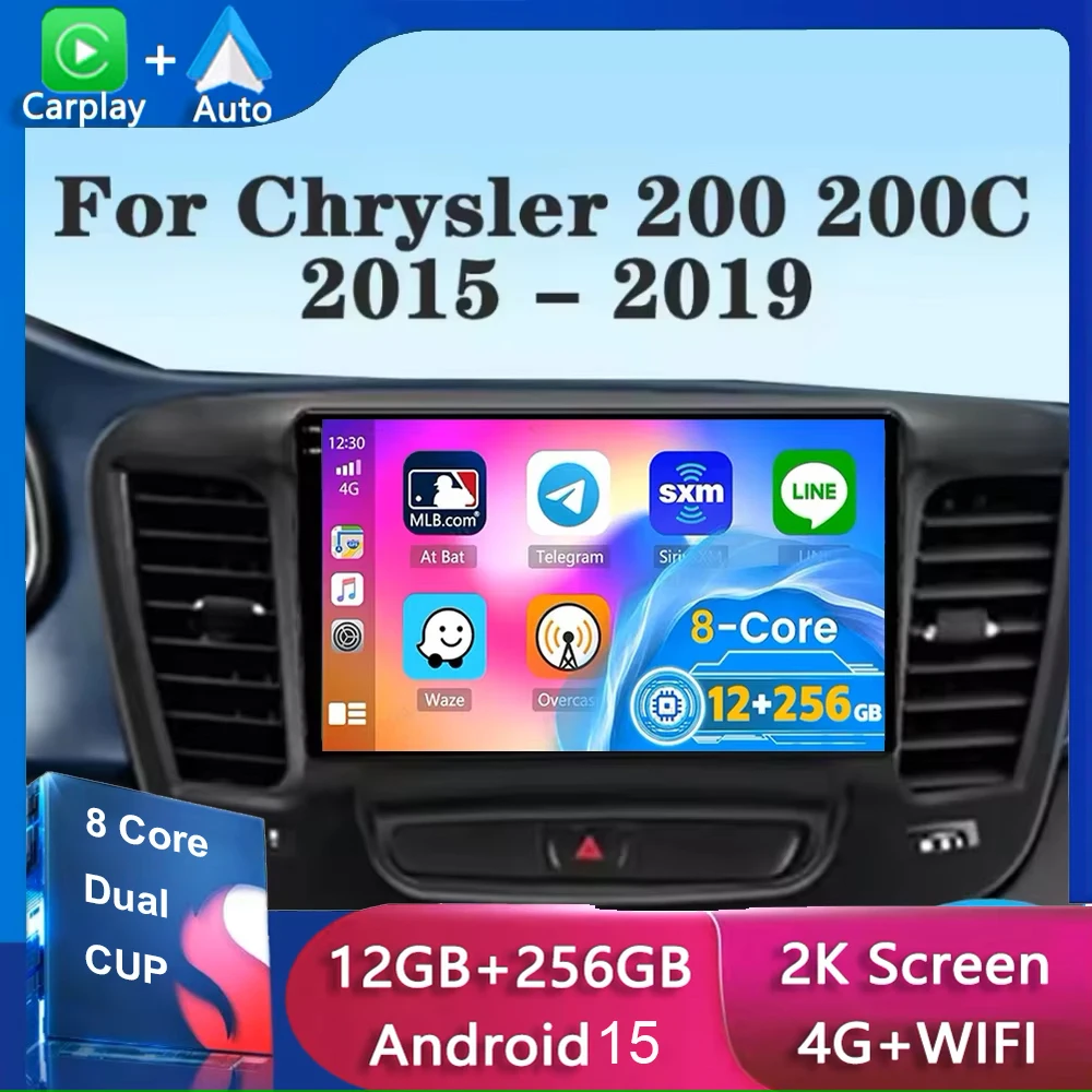

For Chrysler 200 200C 2015 - 2019 Android 15 Radio Video Player Car Autoradio Multimedia Screen Stereo Carplay Navigation