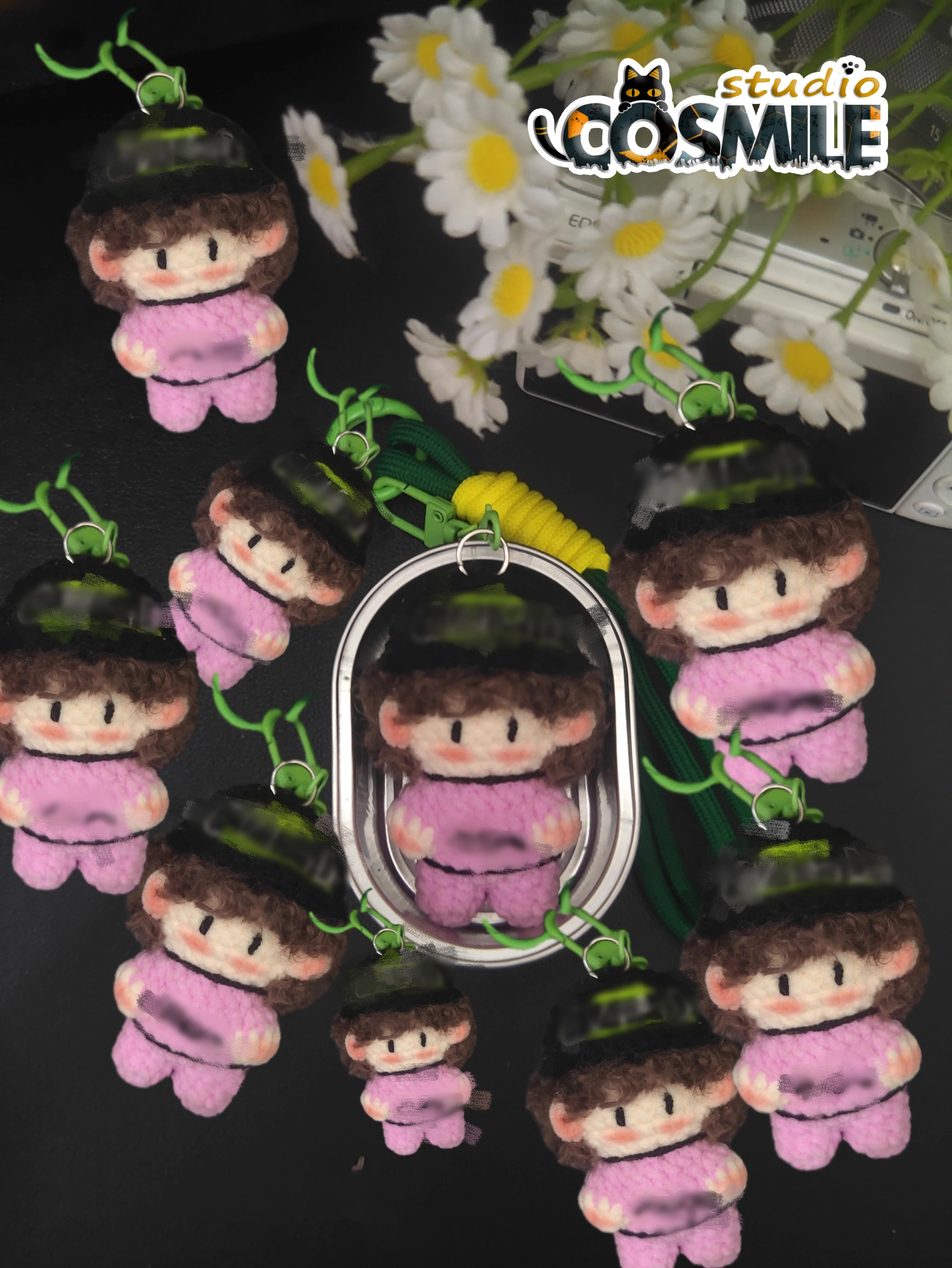 

Handwork Crochet Dolls Yibo Star Idol The Untamed Pink Green Plaid Shirt Doll Toy Keychain Bag Accessories Birthday Gift