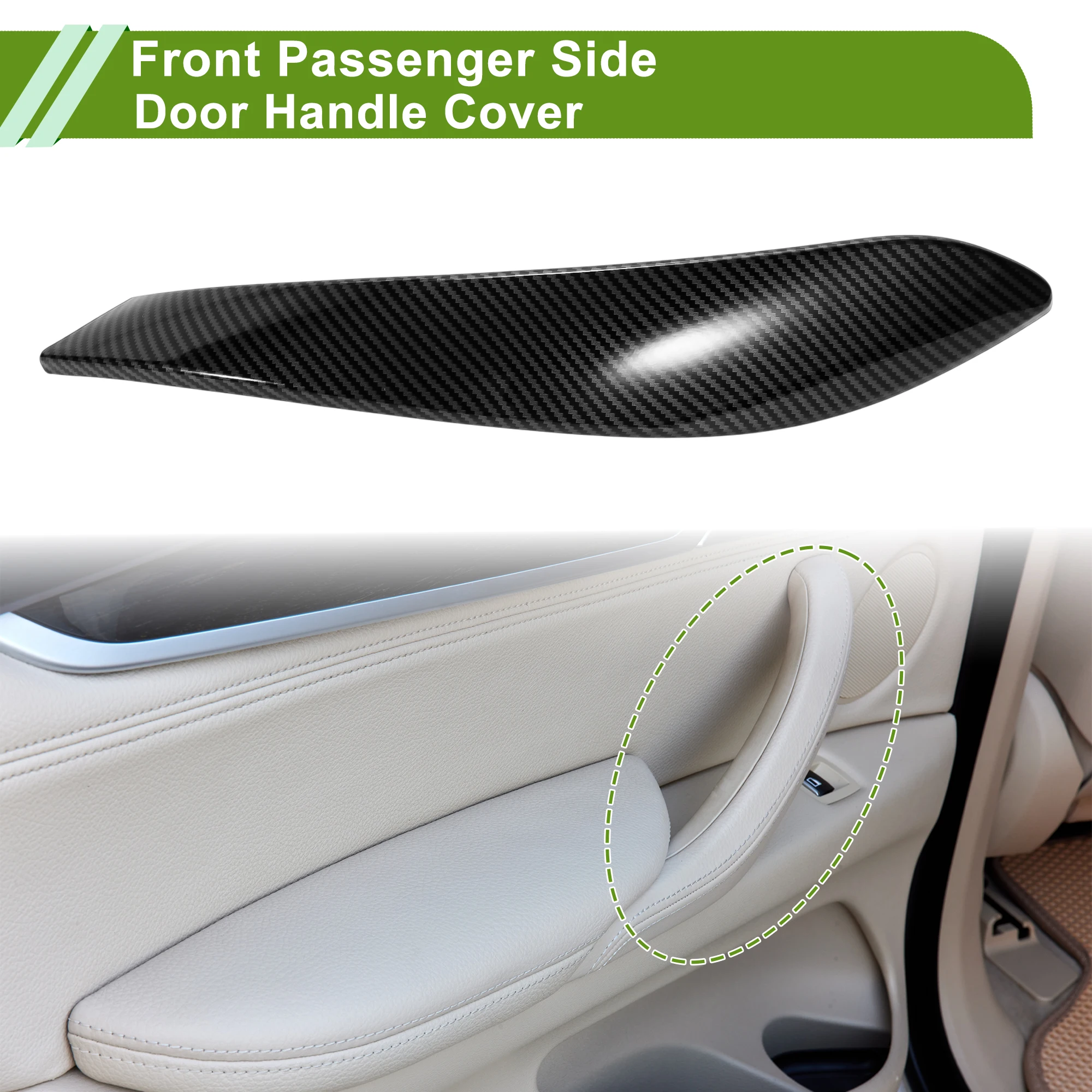 UXCELL Front Passenger Side Door Panel Handle Pull Trim Cover for BMW F80 Carbon Fiber Black