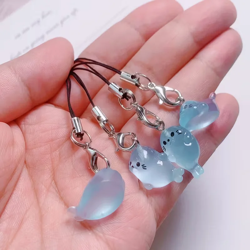 

1pc Cute Mini Resin Seal Animal Figurine Pendant Charm Strap, Keychains, Mobile Phone DIY Decorative Accessories