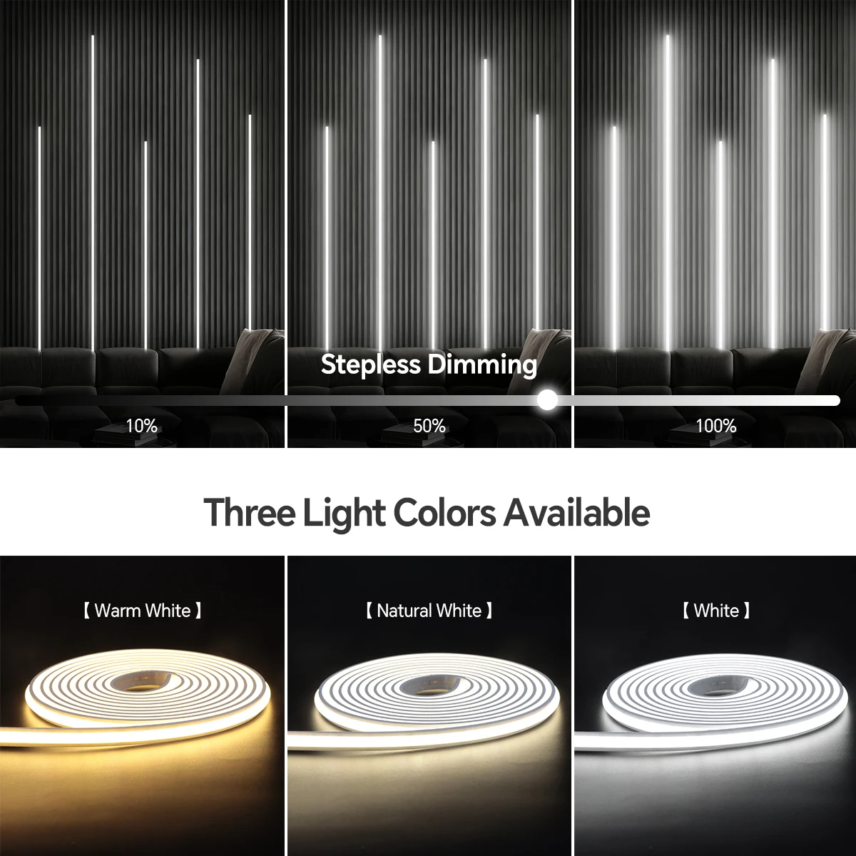 Zigbee Wifi Neon Acoustic Wall Panel Decor Dimmable COB Strip LED Lights Tuya Alexa Wood Grain Grille Curtain Smart Wall Lamp view 4