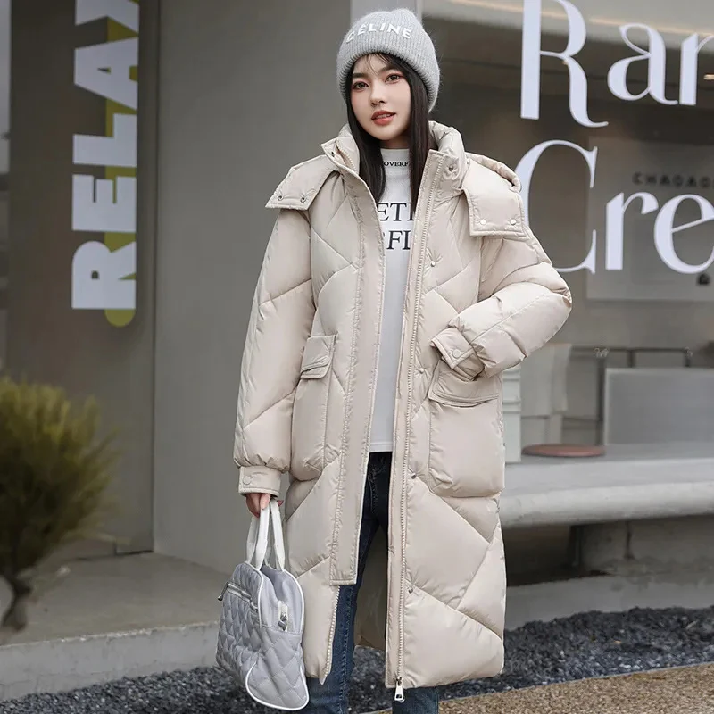 

Women Winter Cotton Coat Autumn Winter Fashion Long Thick Warm Hooded Jacket Casual Loose Pocket Desige Office Lady Solid Parkas