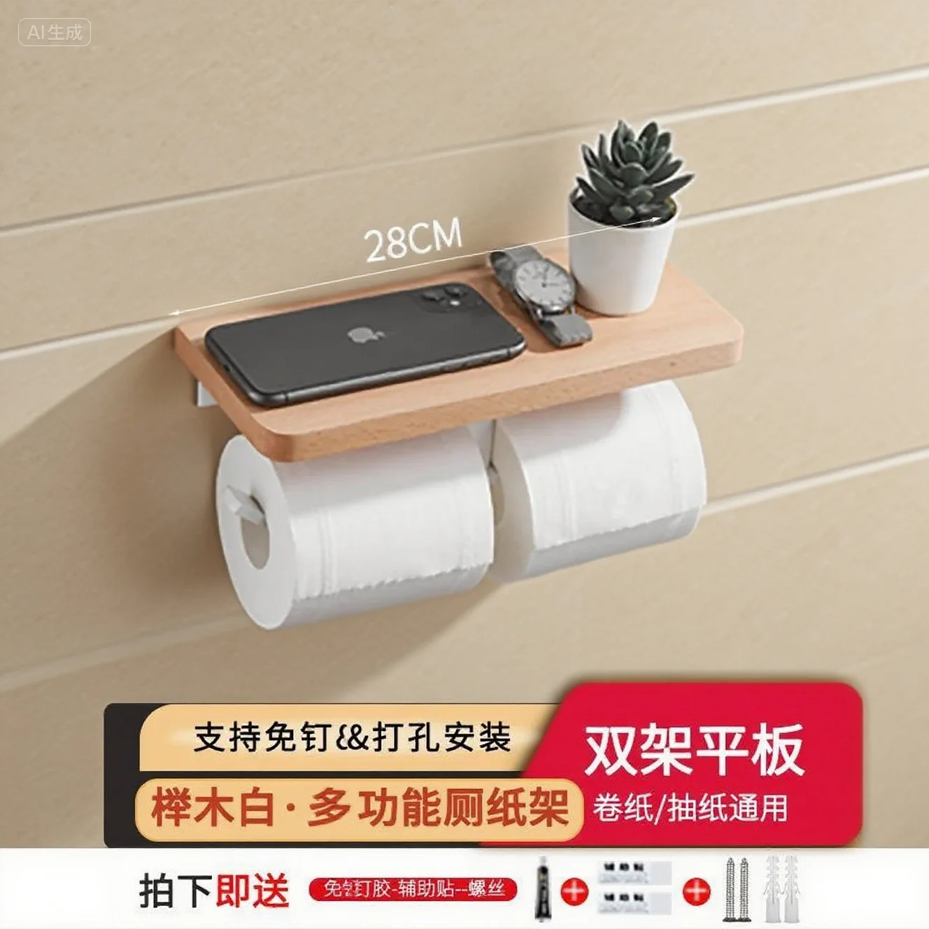 

Держатель для туалетной бумаги Держатель для бумаги Картонная полка Коробка для туалетной бумаги Держатель для рулонов из орехового дерева Бумага