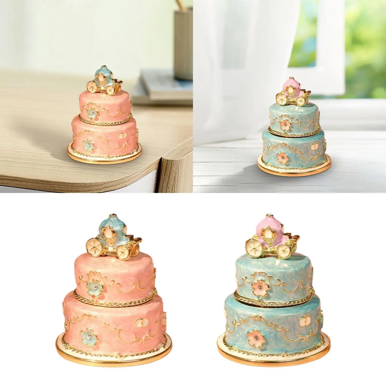 

Hinged Enameled Jewelry Box Jewelry Case Decoration Keepsake Box Figurines Craft