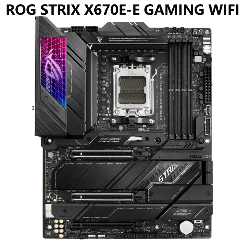 

ASUS ROG STRIX X670E-E GAMING WiFi 6E Socket AM5 LGA 1718 AMD Ryzen 7000 Gaming Motherboard 18+2 Power Stages PCIe 5.0 DDR5