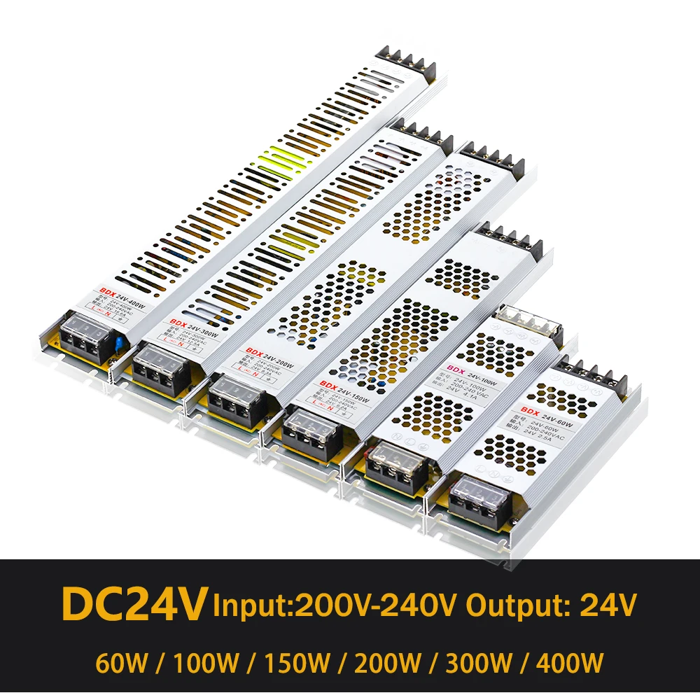 LED Power Supply DC 12V 24V Lighting Transformers 60W 100W 150W 200W 300W 400W AC190-240V Driver For LED Strips