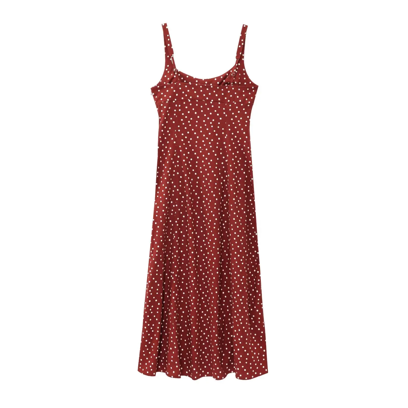 

Jenny&Dave French Lazy Retro Polka Dot Dress Summer Sleeveless Slit Midi Dress For Women Evening Party Dresses Women Vestidos