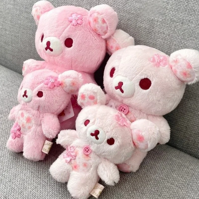 

Rilakkuma Sakura Floral Bear Plush Toy Soft Stuffed Cuddly Sleeping Hug Pillow Home Decoration Women Birthday Gift Toys