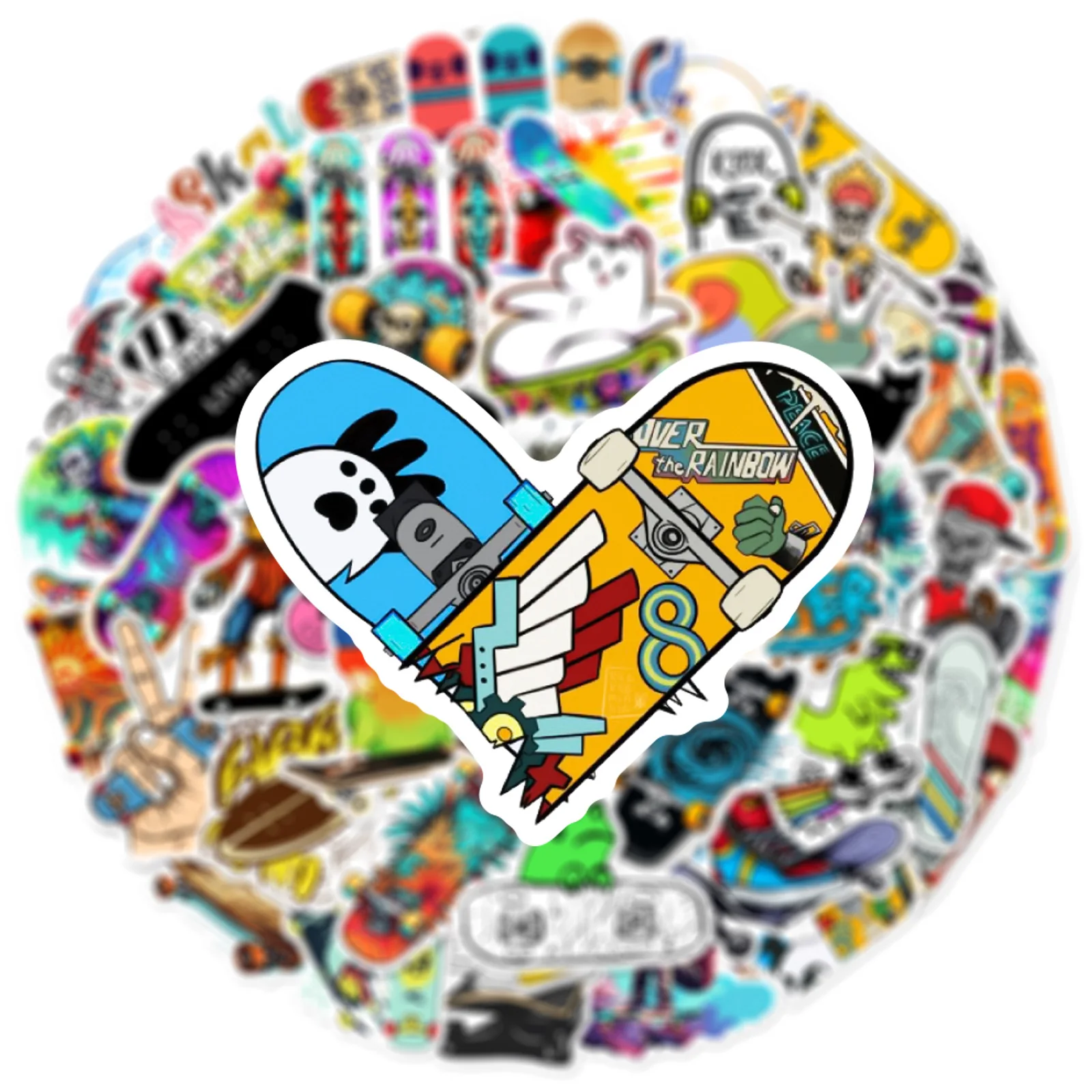 50pcs Street Skateboarding Cool Cartoon Graffiti Stickers DIY Phone Guitar Laptop Notebook Suitcase Waterproof Sticker Kids Toy