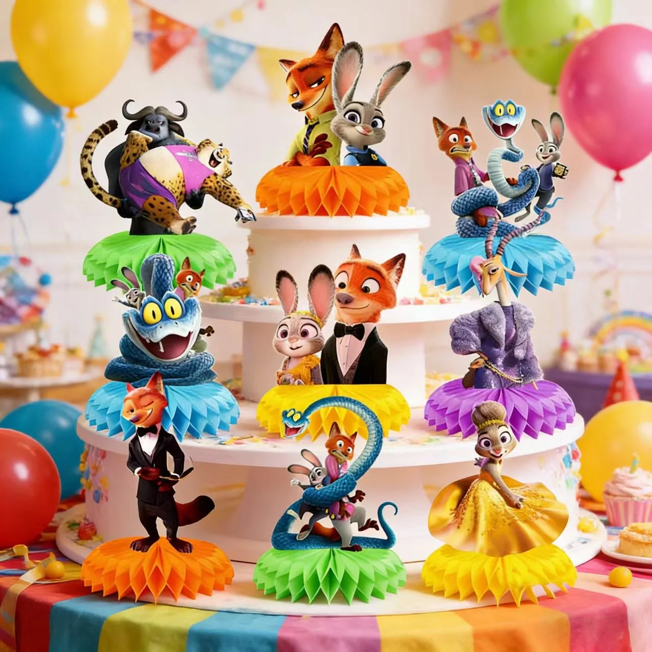 Zootopia Judy Honeycomb Desktop-Dekoration Zootopia Geburtstagsparty DIY Tischdekoration Baby-Shower-Party-Dekoration Geschenke