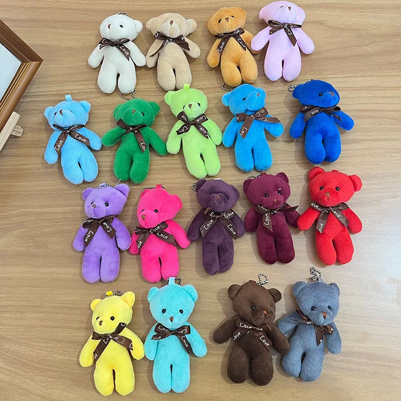 30pcs Cute teddy Bear Plush Toy Keychain Kawaii Mini Bear Animal Stuffed Doll Toys For Girl Bag Pendant Key Chain Children Gift