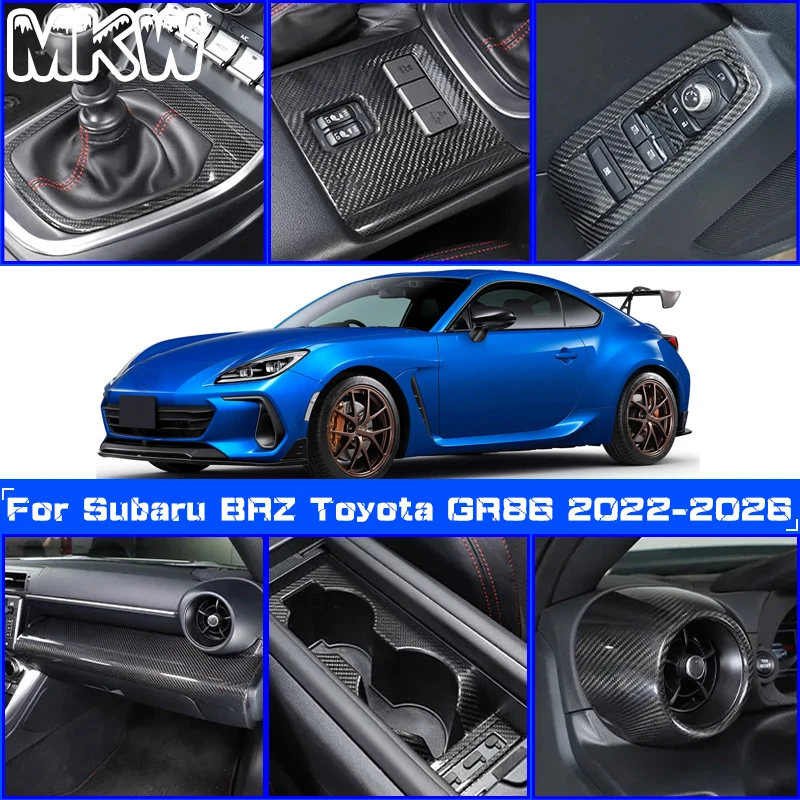 

Для Subaru BRZ и Toyota GR86 2022-2026: накладка на панель приборов и ручку переключения передач из настоящего карбона, аксессуары для интерьера автомобиля