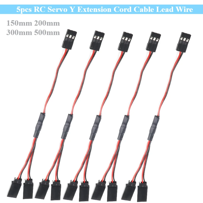 New 5pcs 150mm 200mm 300mm 500mm RC Servo Y Extension Cord Cable Lead Wire for JR Futaba Rc Battery Drone Car Boat Helicopter