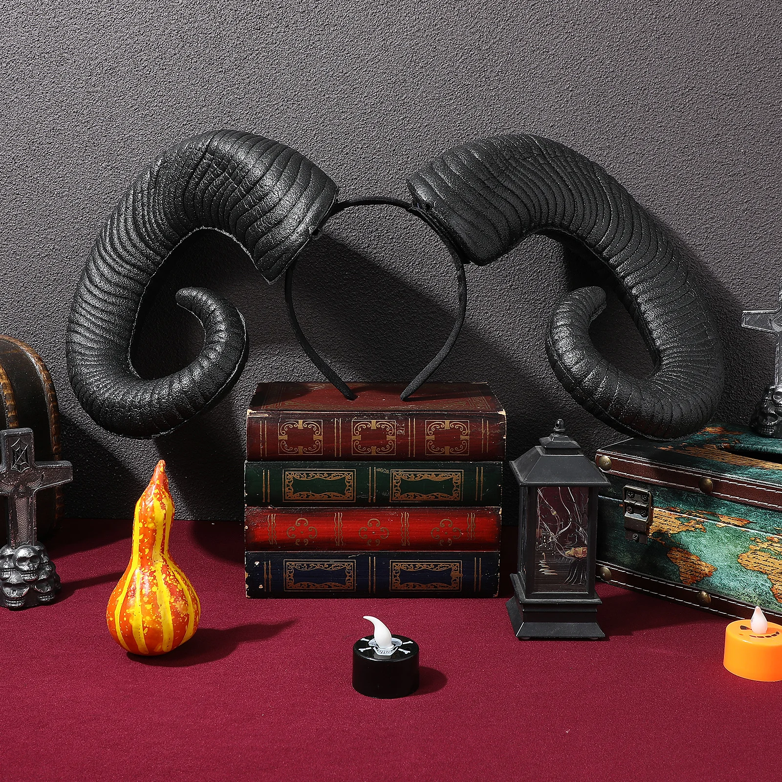 

1Set Halloween Party Props Ox Hoop Attractive Durable Comfortable Use Black Halloween Hairband