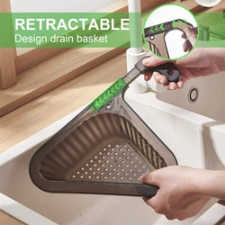 Kitchen Sink Filter Basket Corner Drain Strainer Basket Triangular Sink Storage Multi-Functional Hanging Filtering Draining Rack