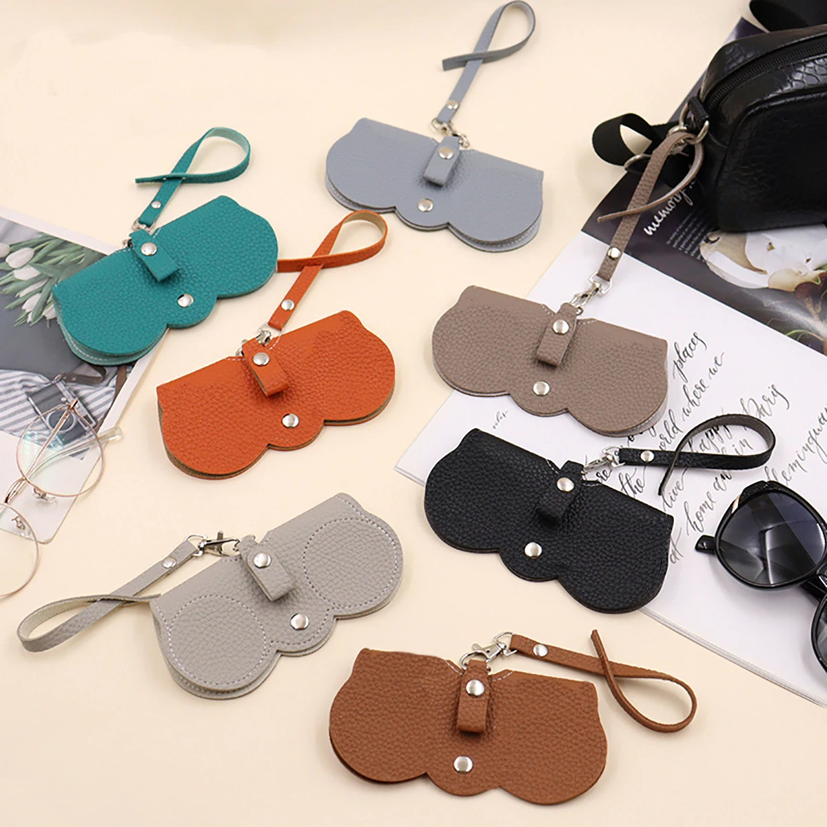 Travel Reading Accessories - 1pc Litchi Embossed Glasses Cover Cute
