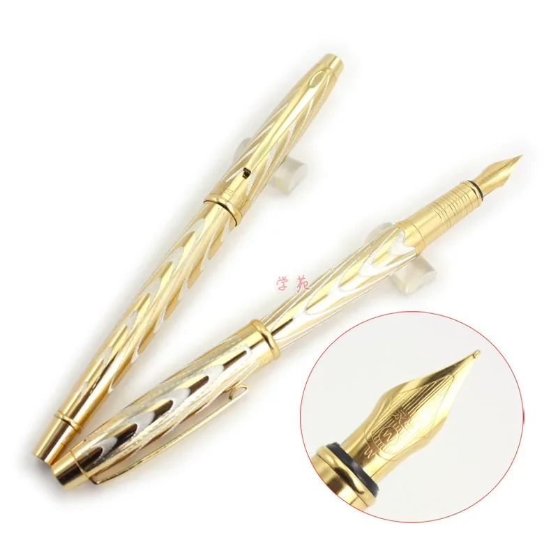 Original Exquisite Yong Sheng 819 Gold Carved Designs Fountain Pen 0.5mm 1990s Iraurita Writing Pens Stationery School Office Su