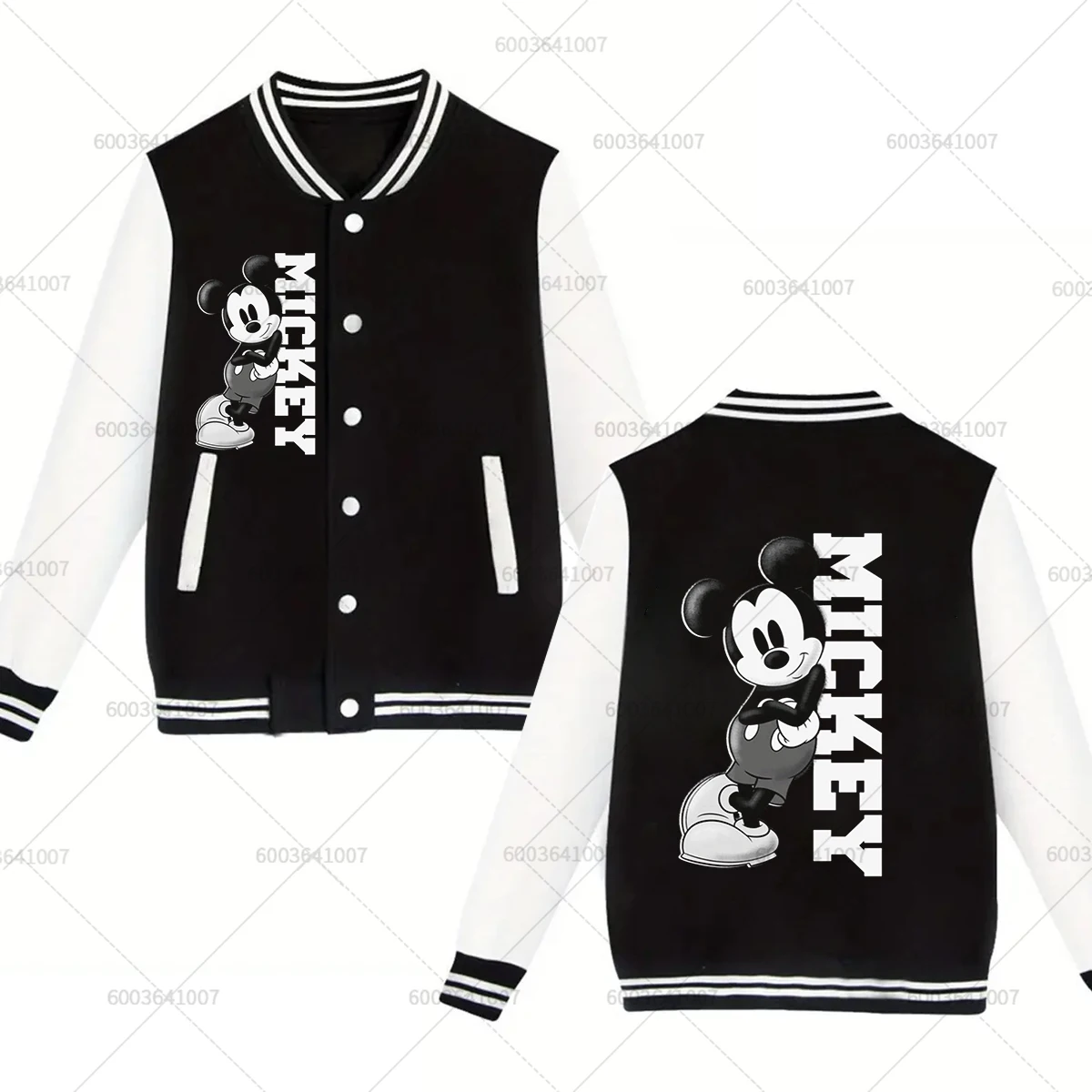 

Мужская и женская бейсбольная куртка Disney с Микки и Минни Маус, осенне-зимние классические пальто, флисовая уличная одежда с круглым вырезом, толстовки для пар