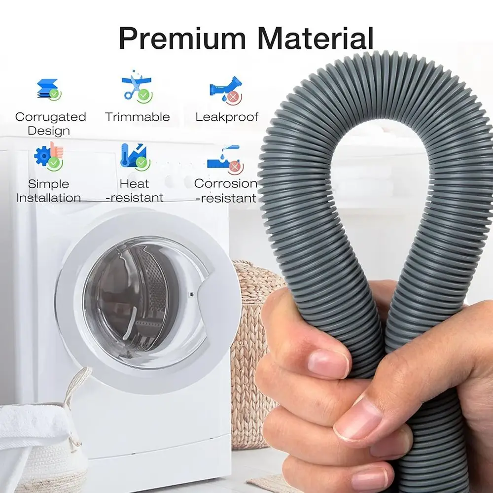 

Новый гибкий сливной шланг для стиральной машины, гофрированная серая трубка для стиральной машины, утолщенные аксессуары для смесителей