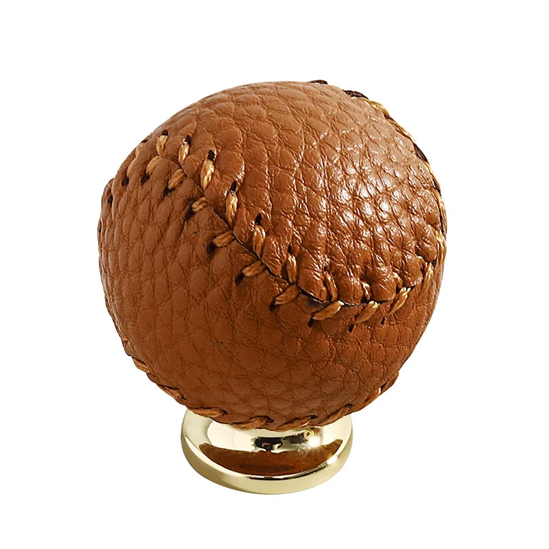 Fashion Leather Solid Single Hole Zinc Alloy Tennis Style Gold Cabinet Wardrobe Drawer Shoe Cabinet Handle Accessories 5