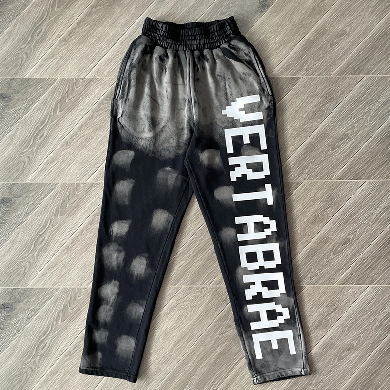 

Europe American Trend Brand Vertabrae Sweatpants Tie-dyed Three-dimensional Print Washed Casual Sport Pants Men's Streetwear