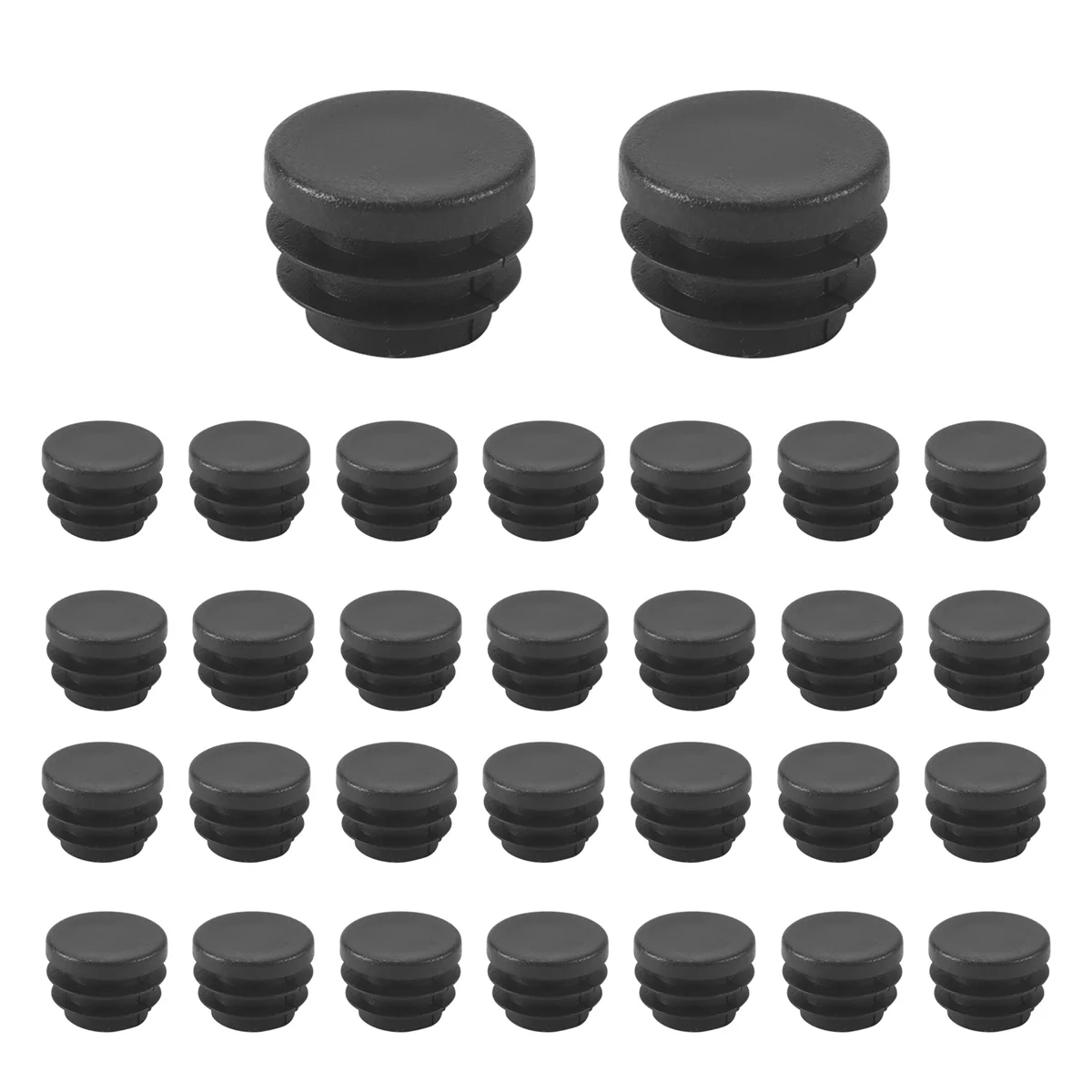 Round Table Chair Leg Tube Pipe Insert End Cap 19mm Dia 30pcs Black