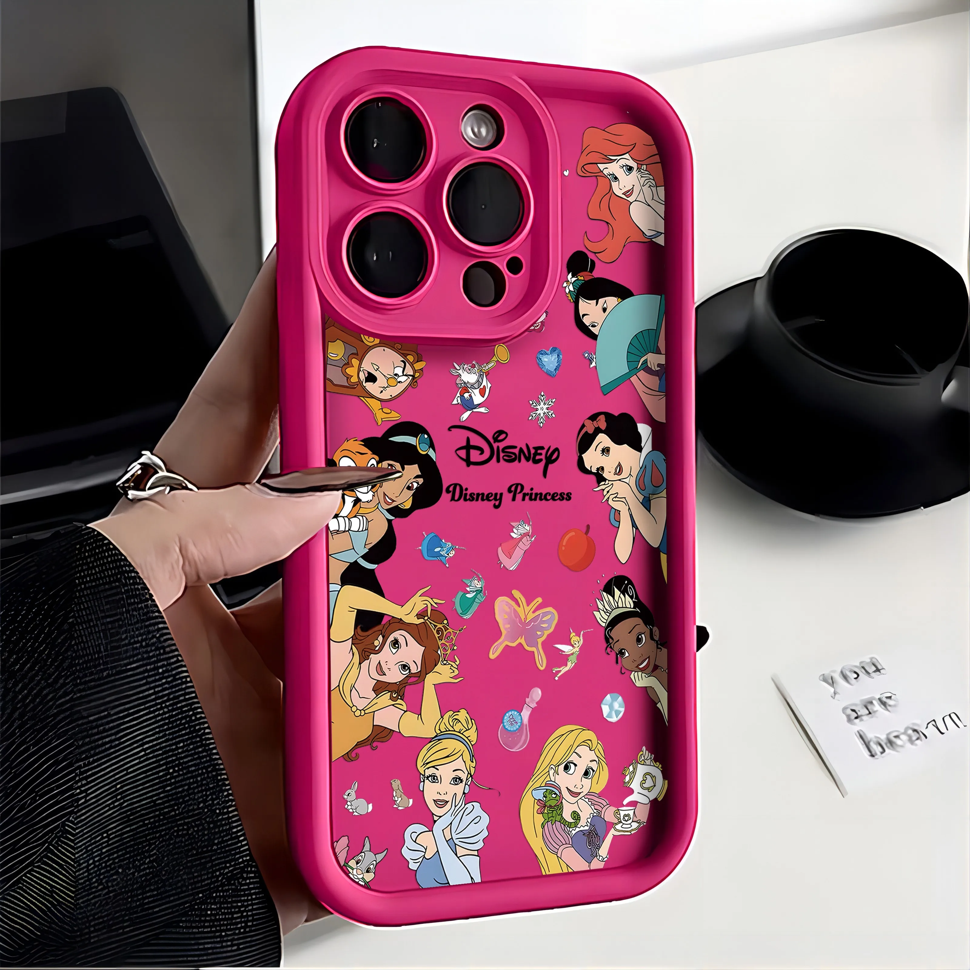 Cartoon Disneys princess Phone Case for Samsung S24 S23 S22 S21 S20 Note 20 FE Plus Ultra 5G Soft Silicone Cover With Hand Strap