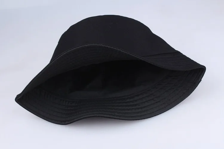 Solid Color Black Foldable Bucket Hat Beach Sun Hat Street Headwear Fisherman Outdoor White Cap Men and Woman Hat