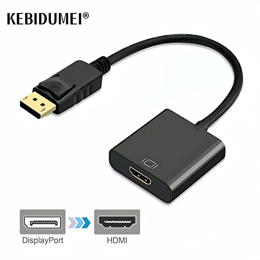 1080P DisplayPort to HDMI-compatible Adapter Male DP to Female HDMI-Compatible Cable Converter Video Audio For HDTV PC Projector