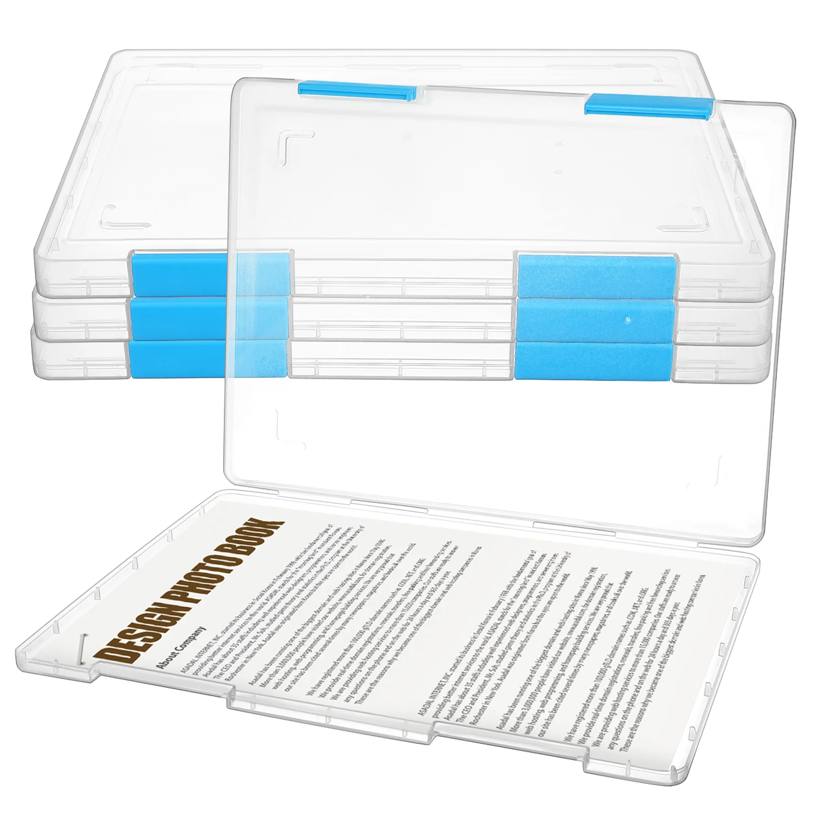 

4pcs A4 Paper Storage Box Clear Plastic Container Document Holder Office School Files Receipts Photos Lid Stackable File