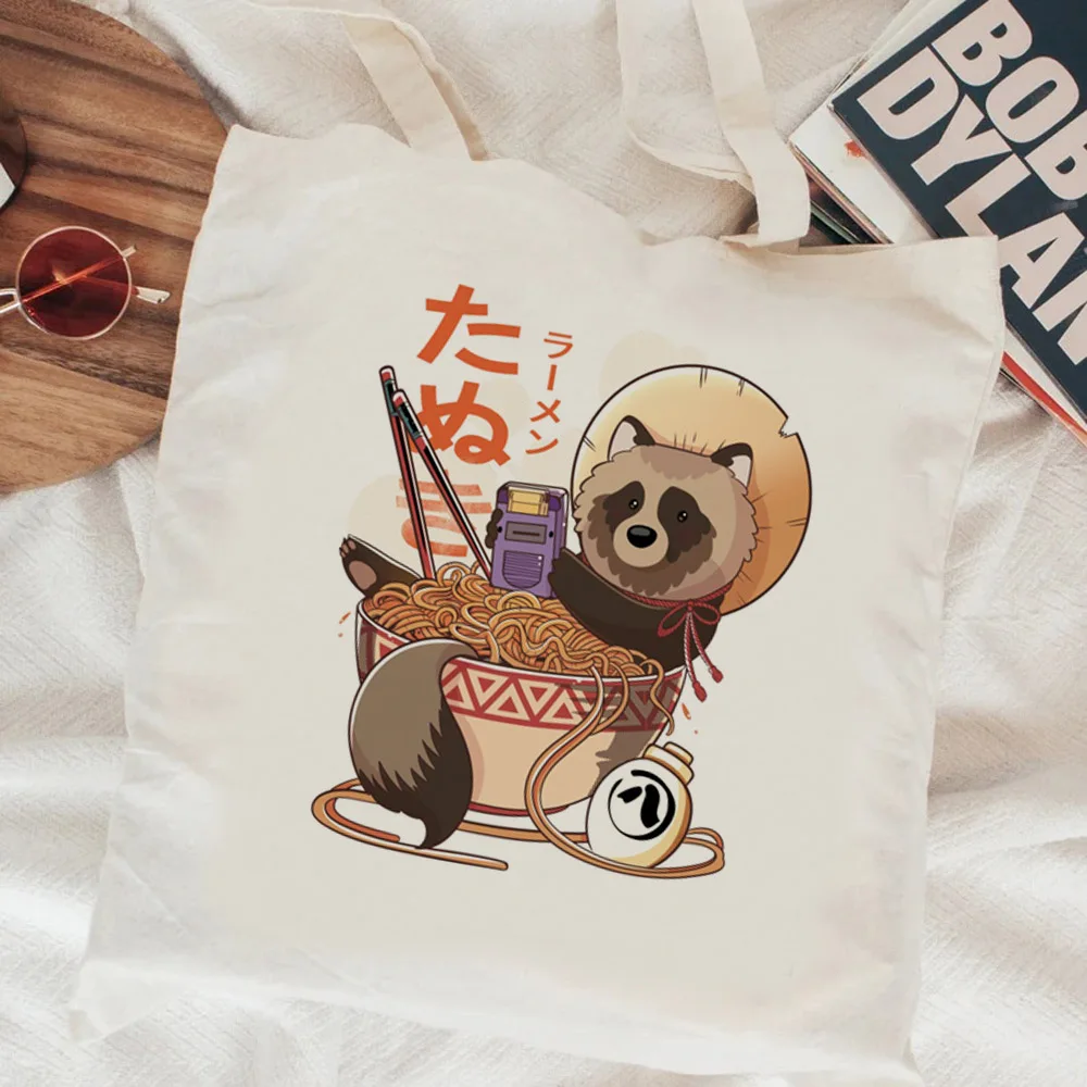 Racoon shopping bag cotton grocery canvas shopper bag sacola sac cabas ecobag sac toile