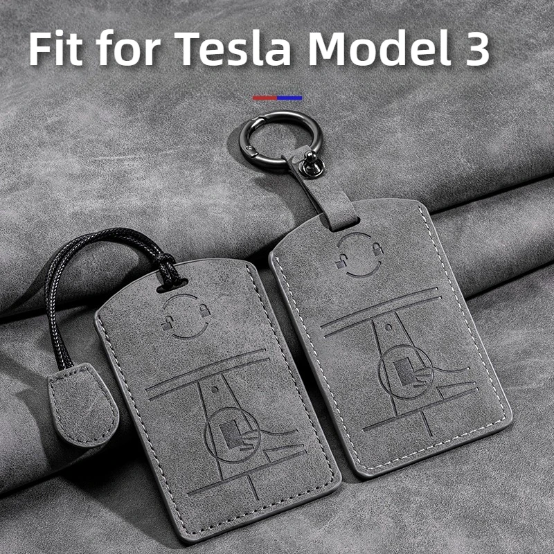 

Fit for Tesla Model 3 Model Y 2021-2025 Car Key Card Holder NFC Smart Card Case Suede Protective Shell