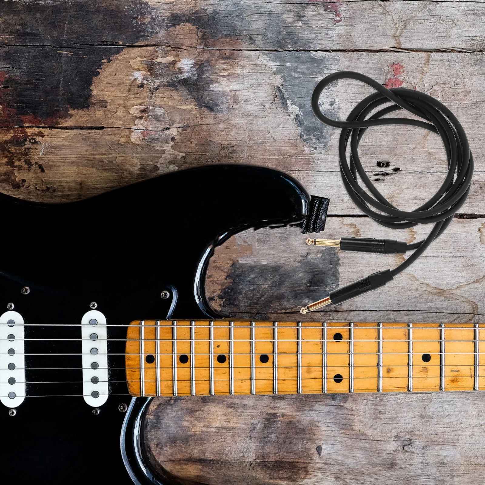 

6Mm Dual Layer Shielded 2 Meter Audio Line Gold Plated Quarter Inch Connectors for Guitar Bass Pedal Amp Stage Music Equipment