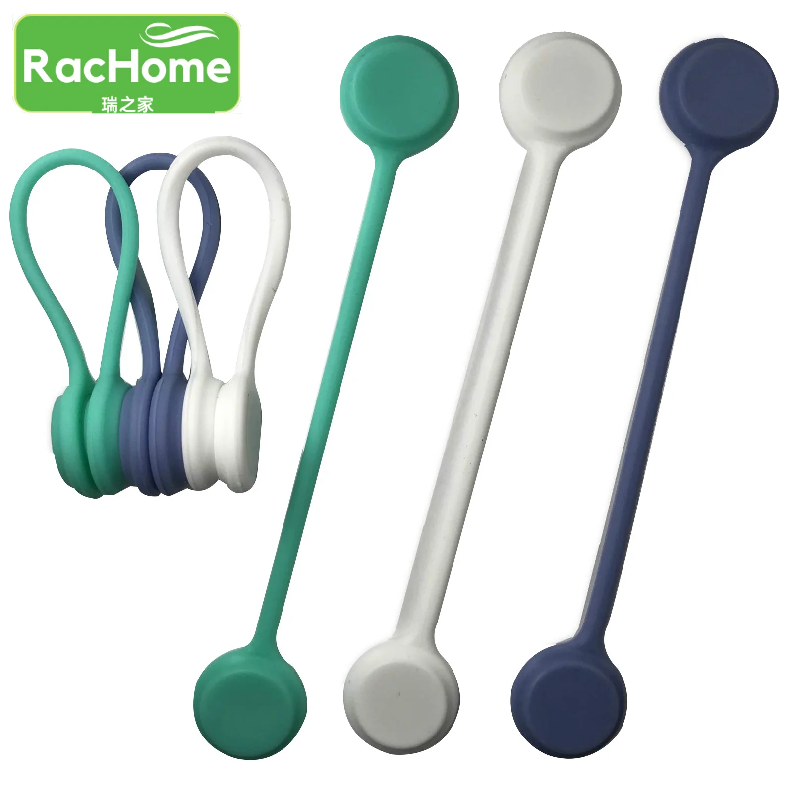 

Magnetic Silicone Cable Ties wire Cord Winder Magnetic Cable Ties Multifunction Home Office Headphones Usb Cable Organizer 6pcs